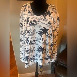 Talbots Navy and White Patterned Top